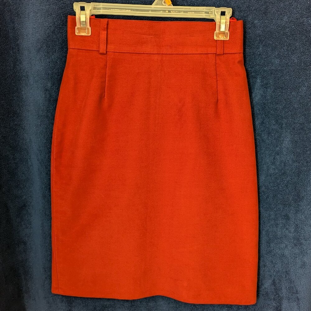 Red cotton high-waisted pencil skirt, pre-1989, EU 40